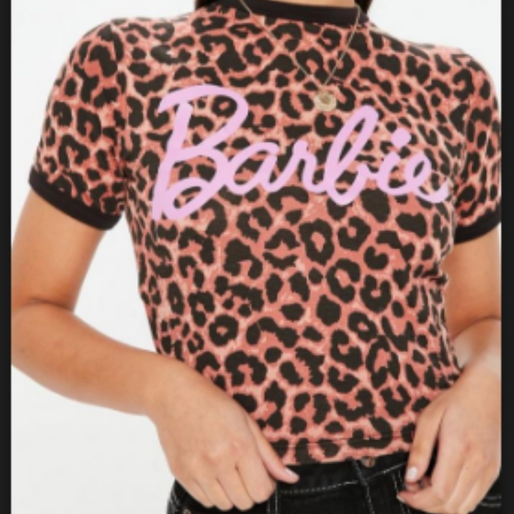 Missguided x Barbie leopard print plus size shirt